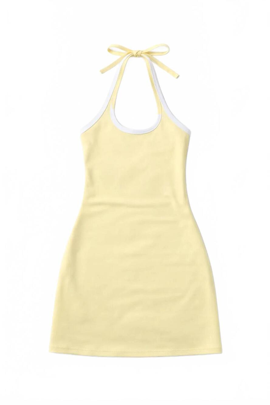 NEW THEME girl's mackenzie pastel halter mini dress in yellow